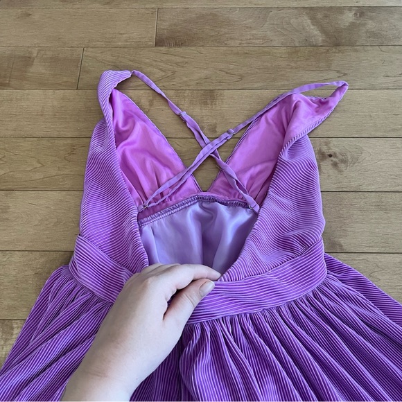 Pleated Pink/Purple Backless Dress - Picture 4 of 5